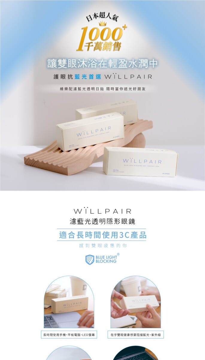 WiLLPAIR Blue Light Barrier Clear 1 Day