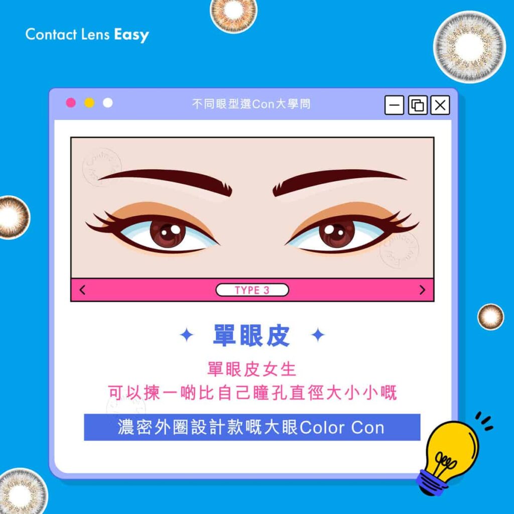 不同眼型選con大學問-單眼皮