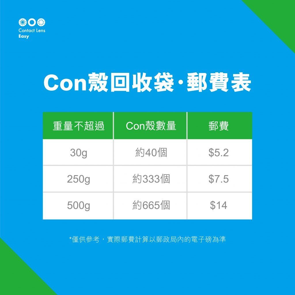 con殼回收袋-郵費表